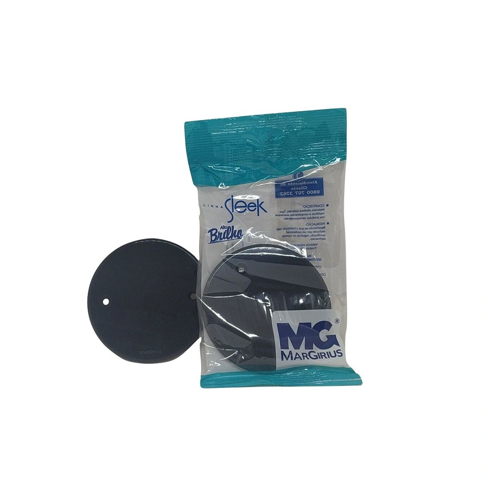 Placa Redonda 3" Pol Sleek Preto Brilho Margirius