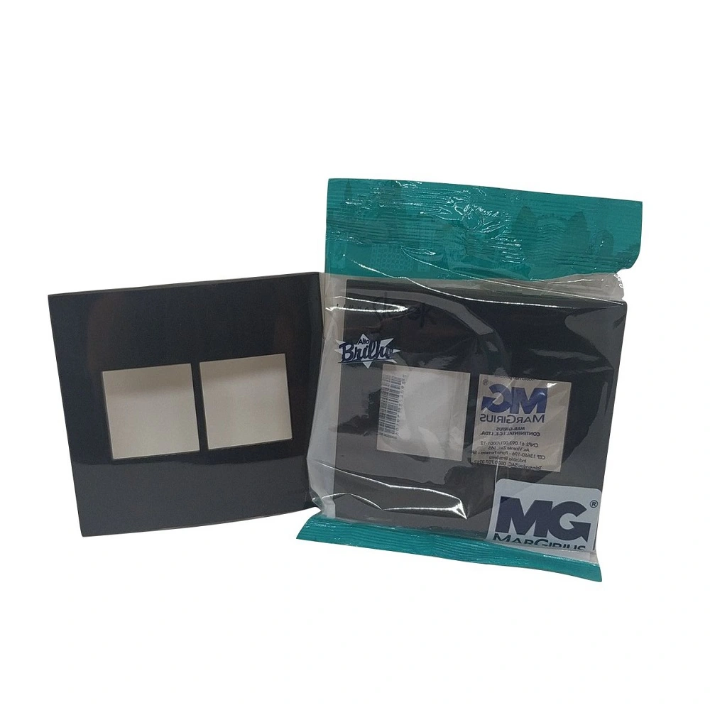Placa P/ 4 Modulo Horiz Sleek Preto Brilho 4x4 Margirius