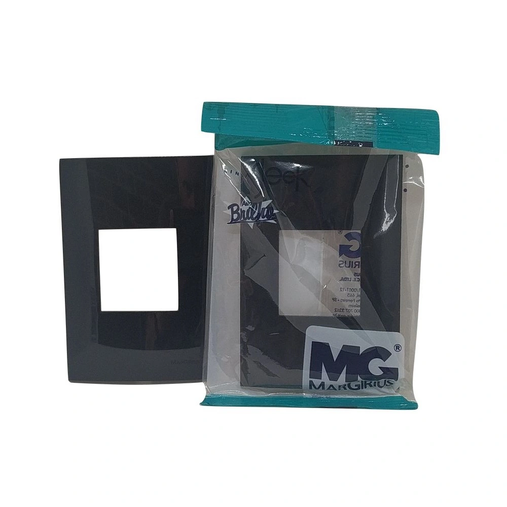 Placa P/ 2 Modulo Horiz Sleek Preto Brilho 4x2 Margirius