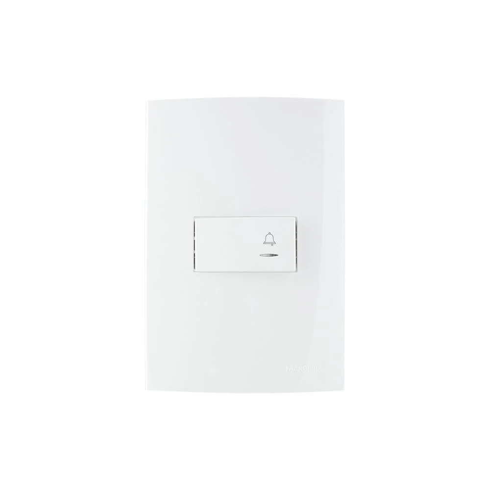 Interruptor Pulsador Para Campainha Com Luz Margirius Sleek 10a Com Placa 4x2 Branco