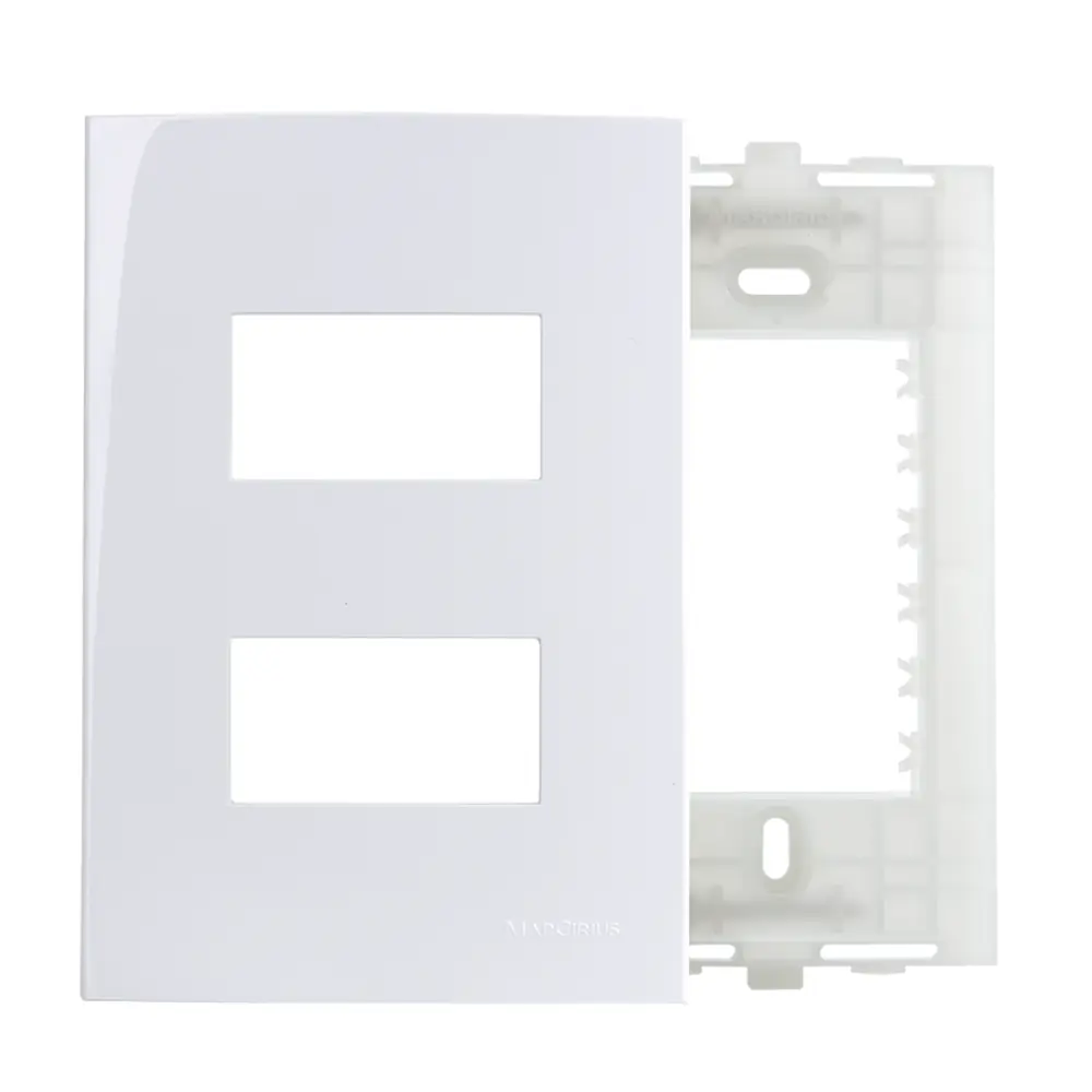 Placa 2 Postos 4x2 Horiz Sep Branco C/sup Sleek