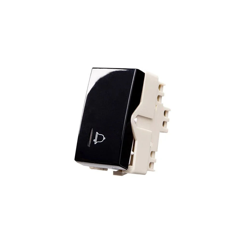Módulo Interruptor Pulsador Para Campainha Com Luz Margirius Sleek 10a Preto Ebony