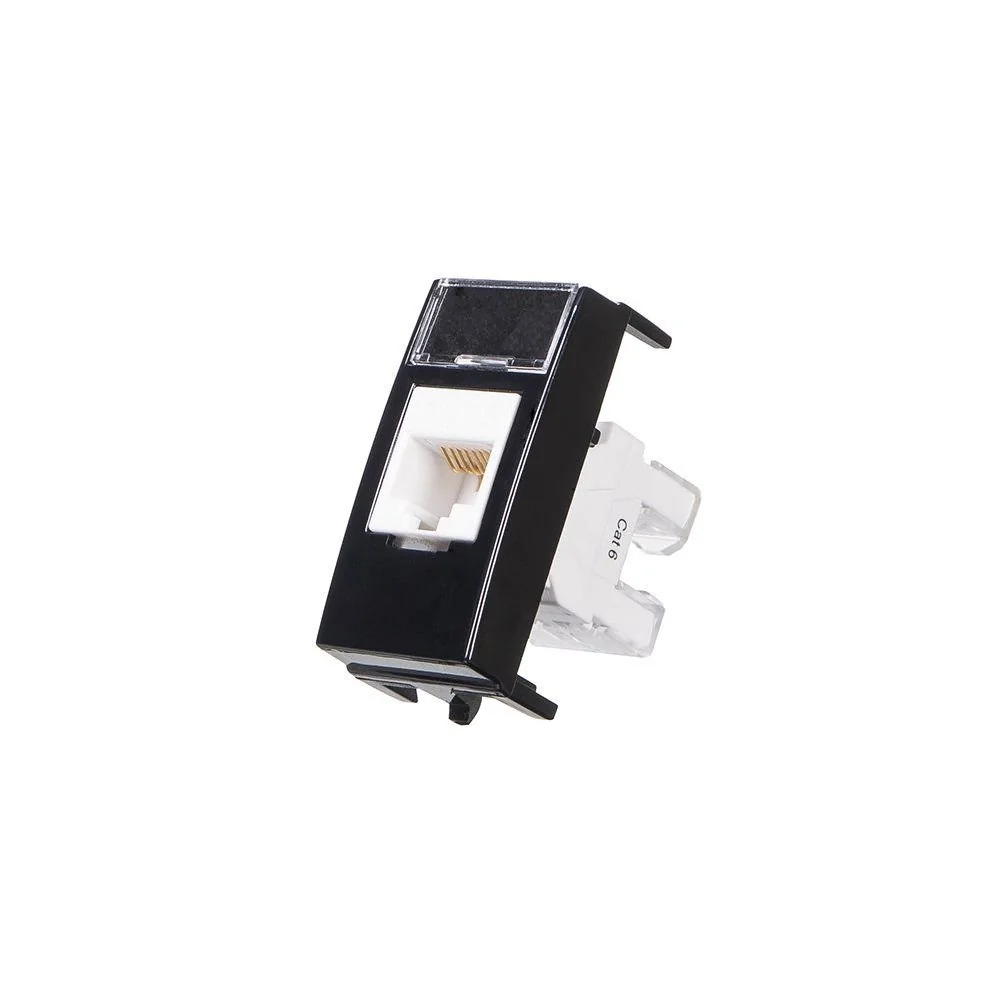 Módulo Tomada Para Rede De Informática Margirius Sleek Rj45 Cat6 Preto Ebony