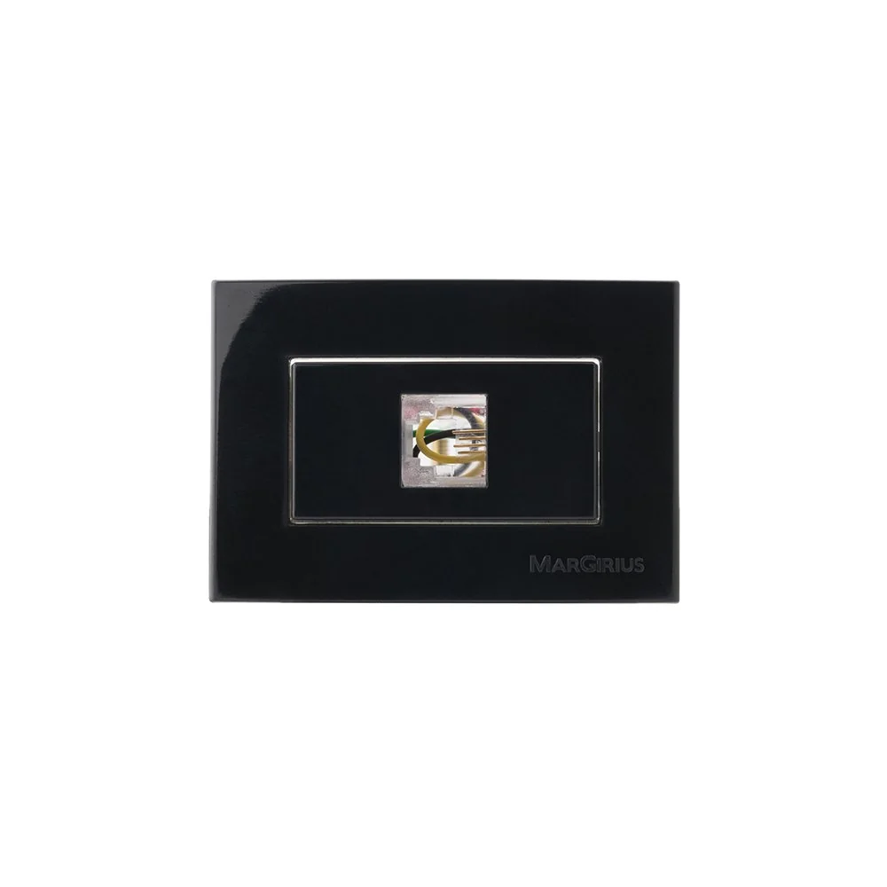 Placa Para Móveis 65x45 Com Tomada Para Telefone Margirius Sleek Rj11 4 Fios Preto Ebony