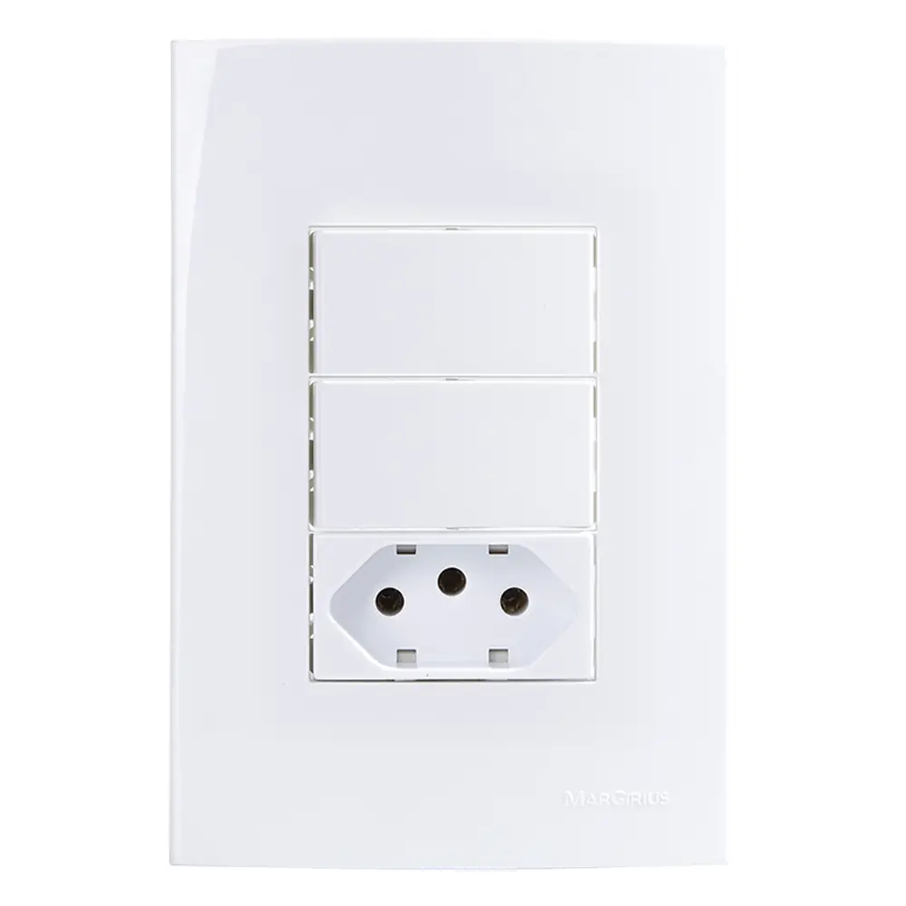 Linha Sleek Conj 4×2 Interruptor Duplo Paralelos + Tomada 10a 250v 17349