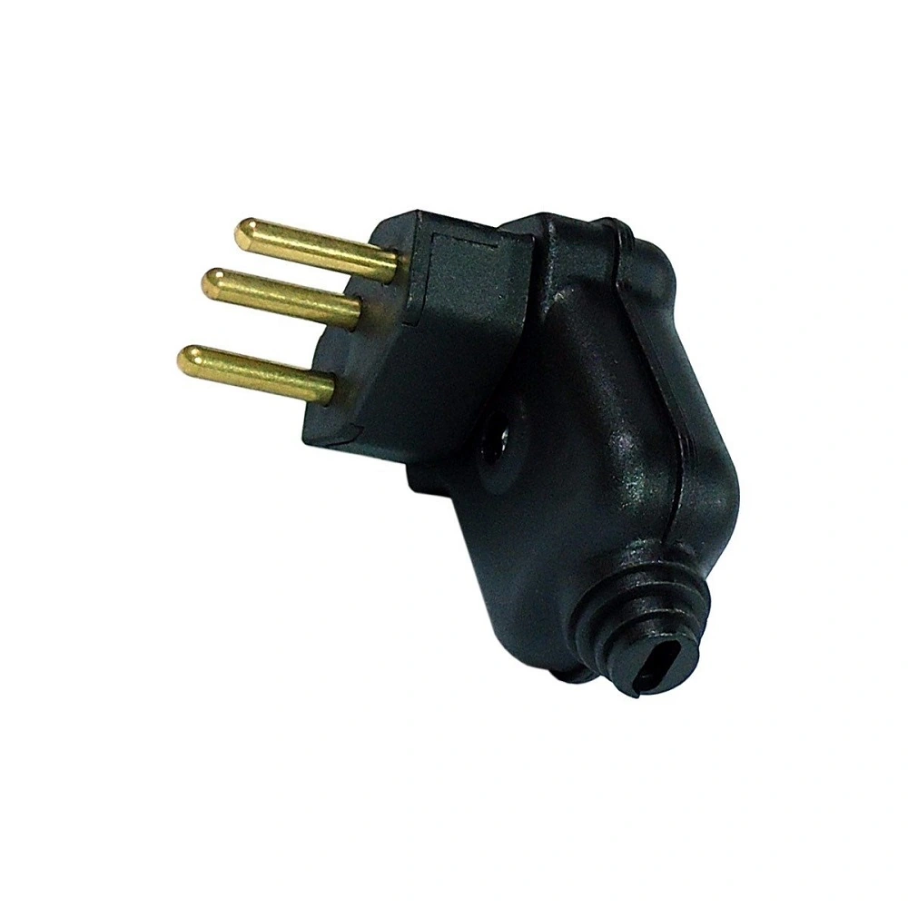 Plugue Macho 2p+t 10a 90º C/ Prensa Cabo Preto Pld10-3