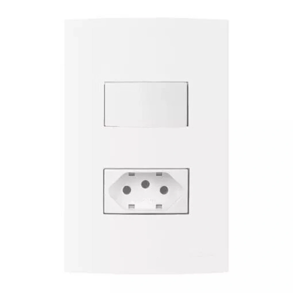 Conjunto 1 Tom 2p+t 10a-250v + 1int Sim 10a-250v 4x2 Branco Infiniti - Margirius