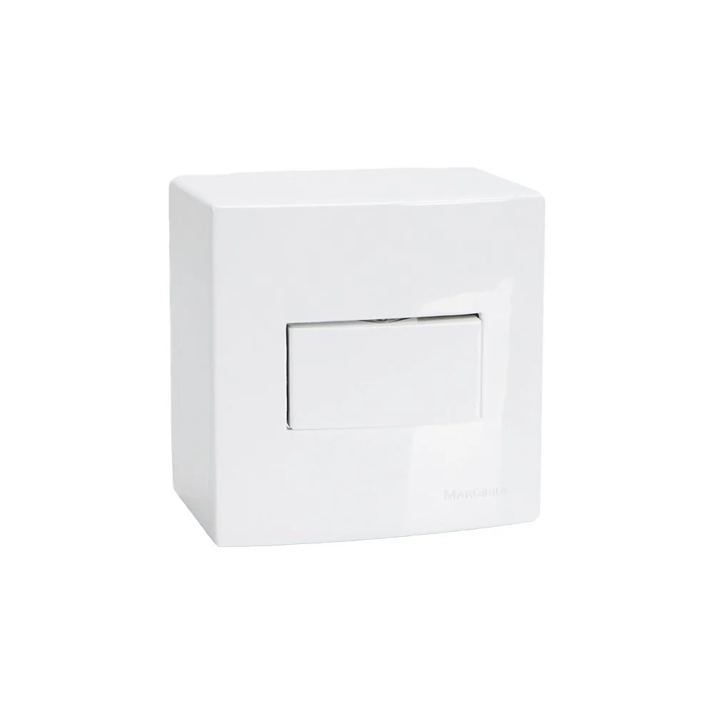 Caixa De Sobrepor 75x75 Com Interruptor Simples Margirius Sleek 10a Branca