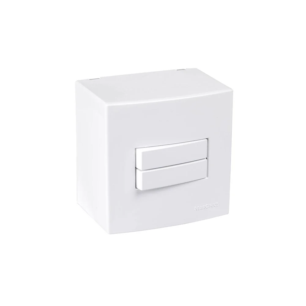 Caixa De Sobrepor 75x75 Com Interruptor Duplo Simples Margirius Sleek 10a Branca