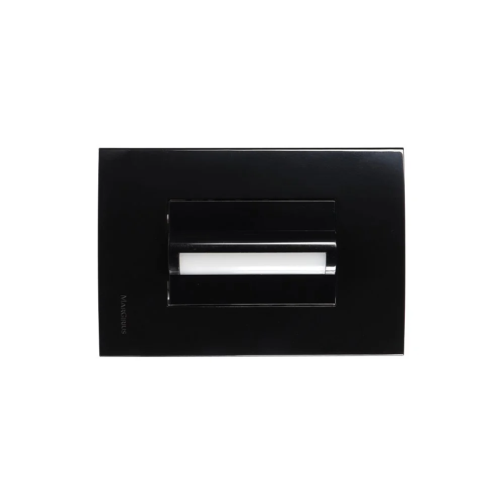 Balizador Horizontal Margirius Sleek Com Placa 4x2 Preto Ebony 6000k - Luz Branca Bivolt
