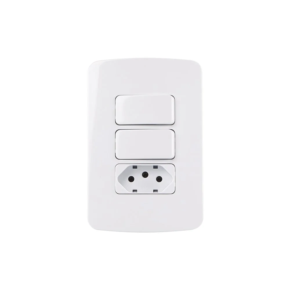 Interruptor Paralelo Duplo 10a E Tomada 2p+t 10a Margirius B3 Com Placa 4x2 Branco