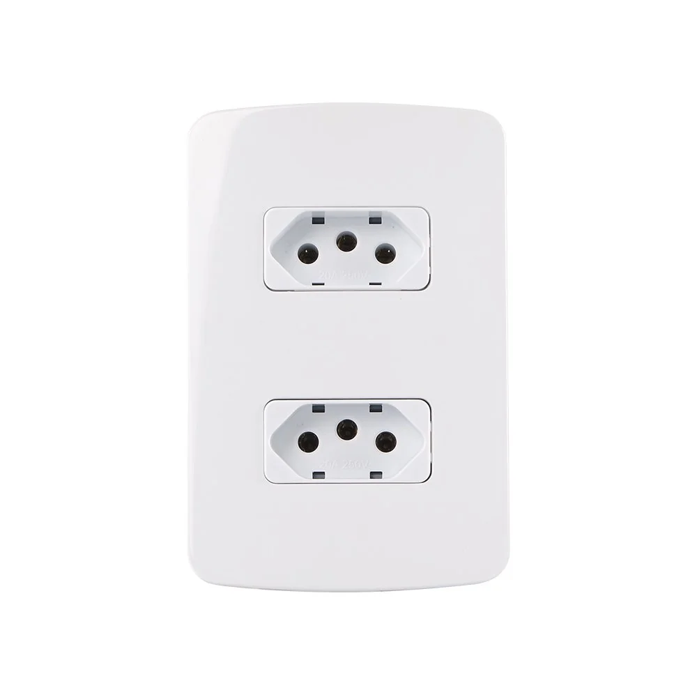 Tomada Dupla Margirius B3 2p+t 20a Com Placa 4x2 Branca
