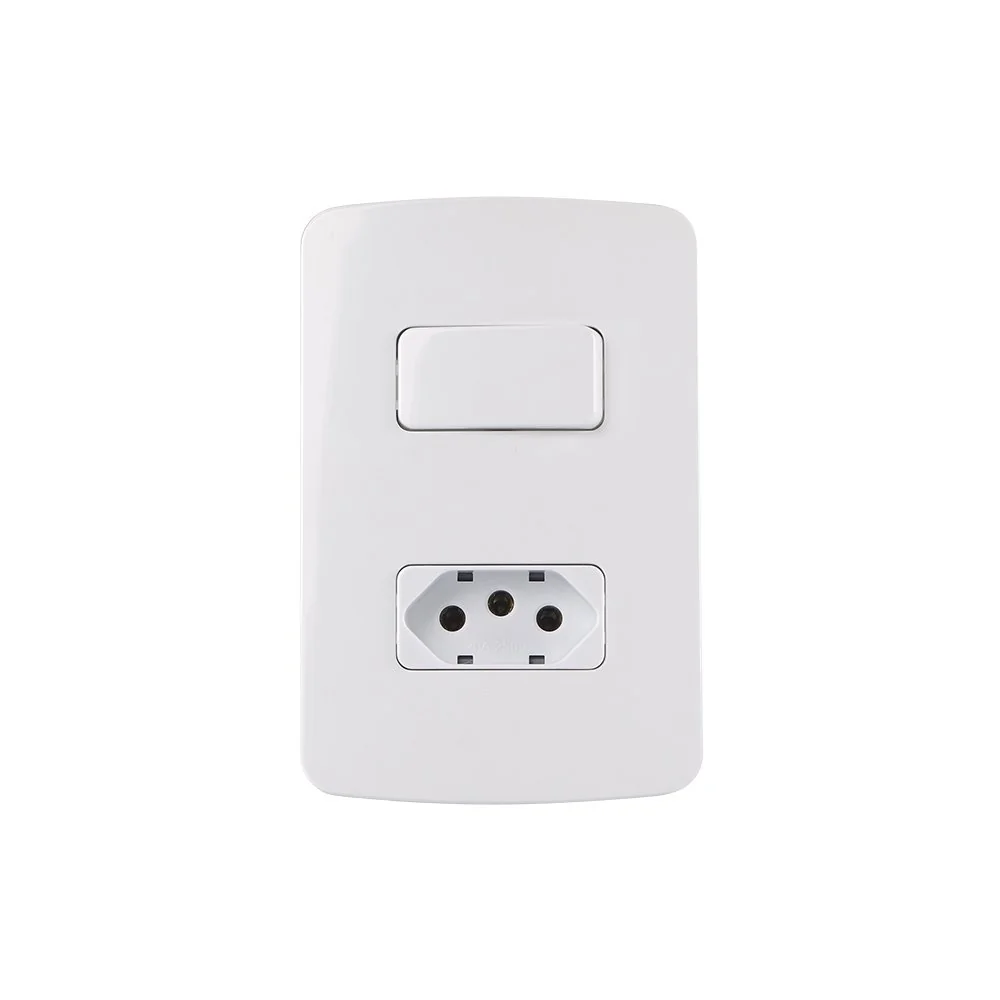 Interruptor Paralelo 10a E Tomada 2p+t 20a Margirius B3 Com Placa 4x2 Branco