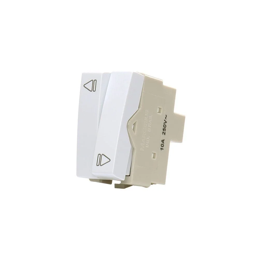 Módulo Interruptor Duplo Pulsador Reversível Para Persianas Elétricas Margirius Sleek 10a Branco