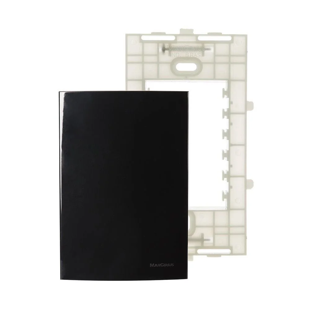 Placa Cega Com Suporte Margirius Sleek 4x2 Preto Ebony
