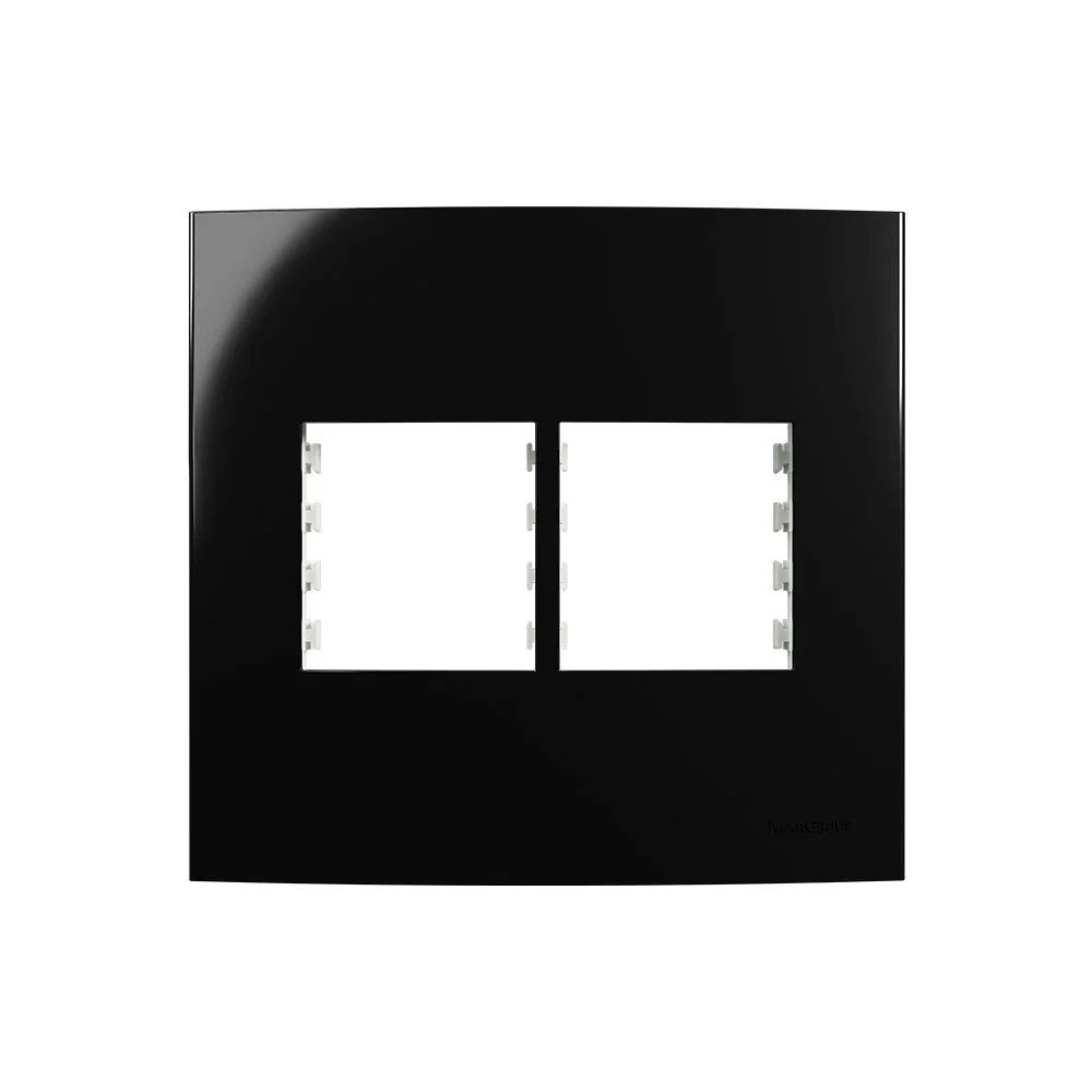 Placa Com Suporte Margirius Sleek 4x4 Para 4 Módulos Horizontais Preto Ebony