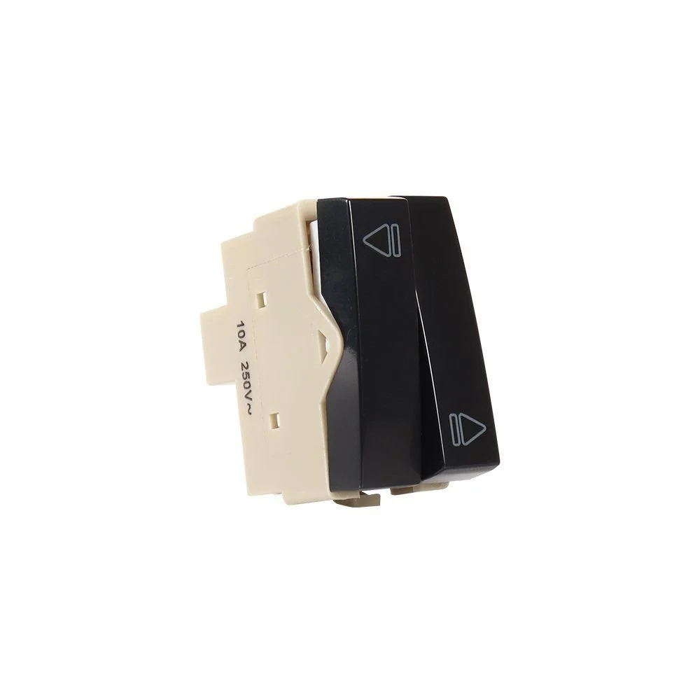 Módulo Interruptor Duplo Pulsador Reversível Para Persianas Elétricas Margirius Sleek 10a Ebony