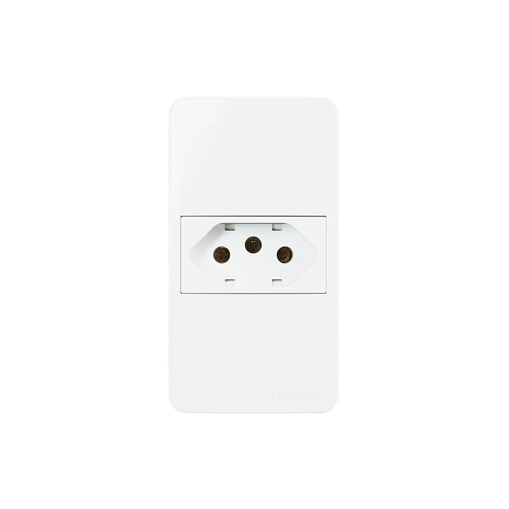 Placa Para Condulete Caixa 3/4 Com Tomada Margirius Sleek 2p+t 20a Branca Branco