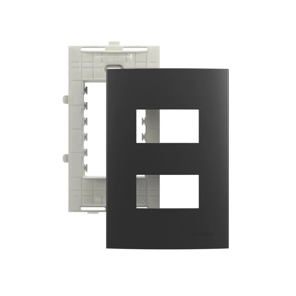 Placa Sup 4x2 2 Postos Grafite Margirius