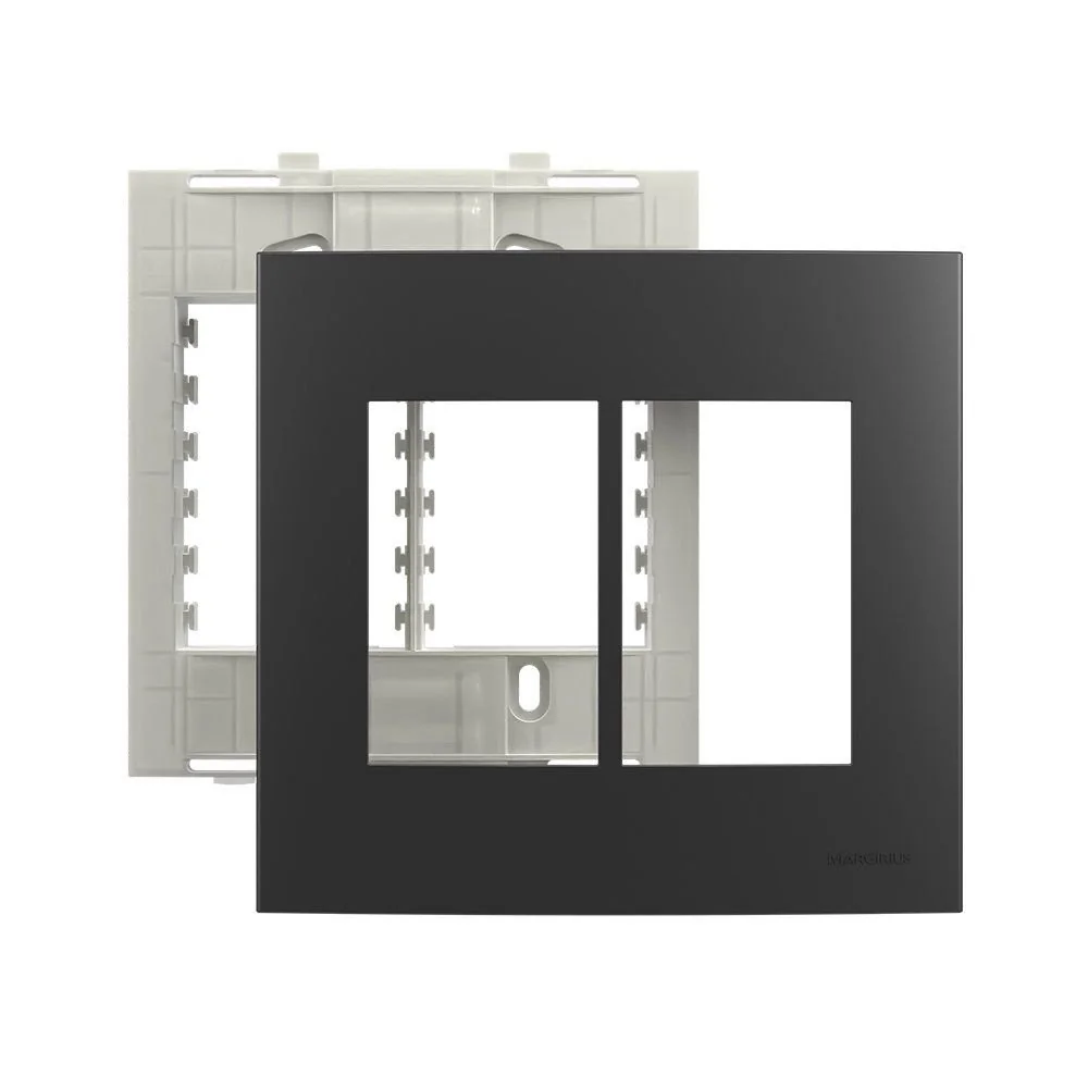 Conj Placa 4x4 6 Postos Horiz Grafite Com Sup Sleek