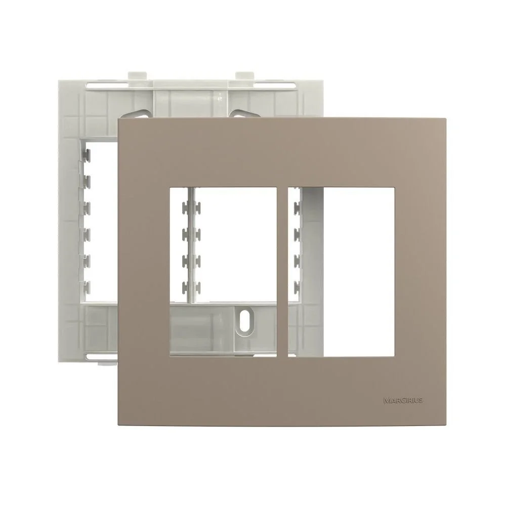 Placa Com Suporte Margirius Sleek Colors 4x4 Para 6 Módulos Horizontais Argila