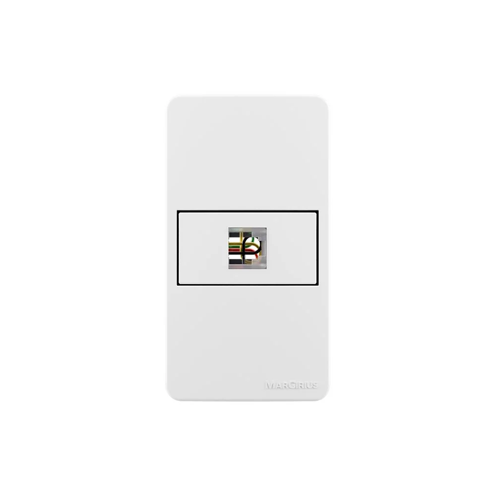 Placa Para Condulete Caixa 3/4 Com Tomada Para Telefone Margirius Sleek Rj11 4 Fios Branca Branco