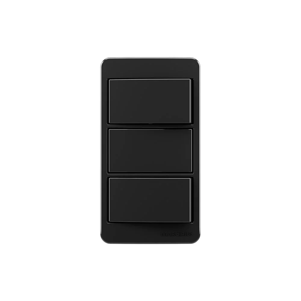 Placa Para Condulete Caixa 3/4 Com Interruptor Simples Duplo Margirius Sleek 10a Preto Ebony Preto