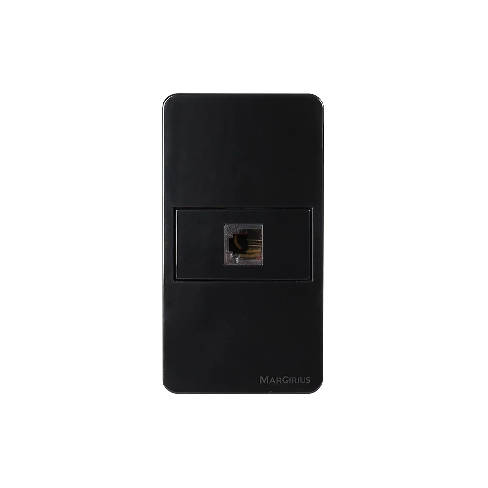 Placa Para Condulete Caixa 3/4 Com Tomada Para Telefone Margirius Sleek Rj11 4 Fios Preto Ebony Preto
