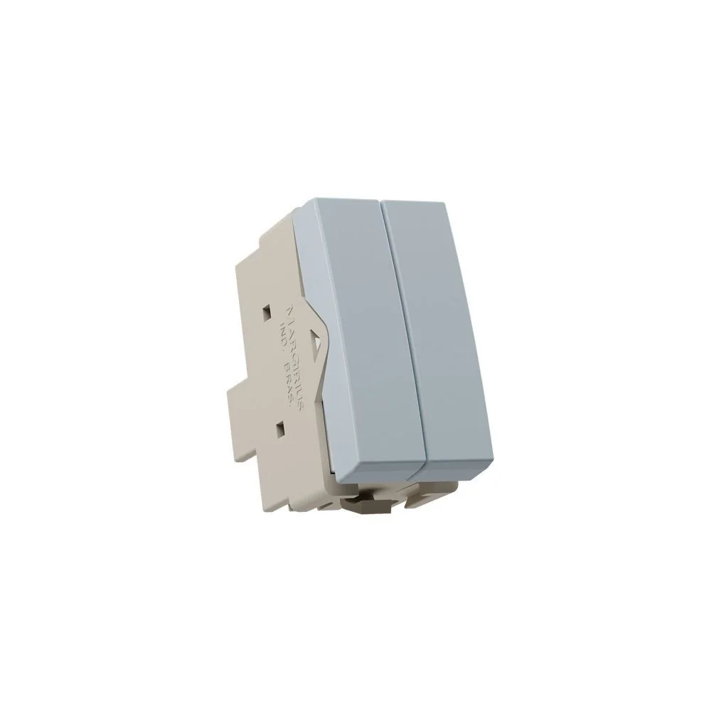 Módulo Interruptor Duplo Simples Margirius Sleek Colors 10a Cinza