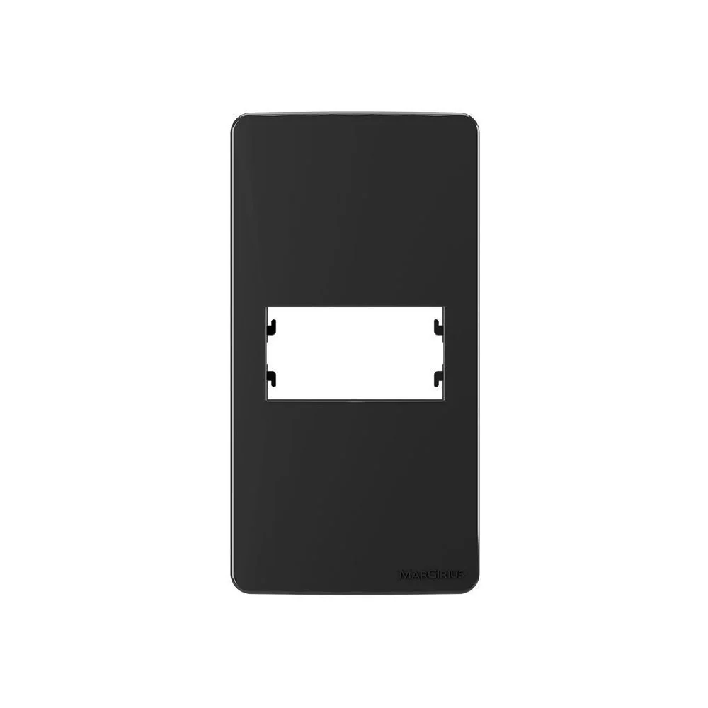 Placa Para Condulete Com Suporte Margirius Sleek Caixa 1 Para 1 Módulo Preto Ebony