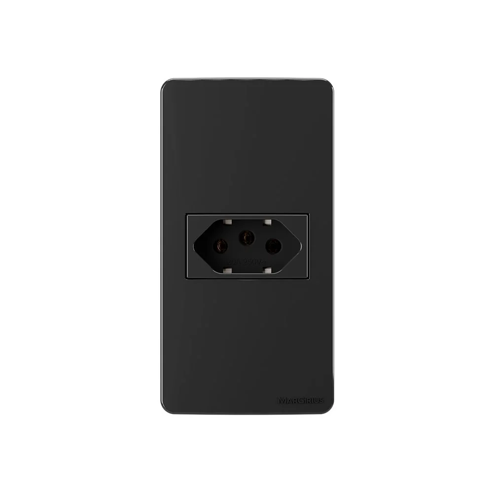 Placa Para Condulete Caixa 1 Com Tomada Margirius Sleek 2p+t 20a Preto Ebony Preto