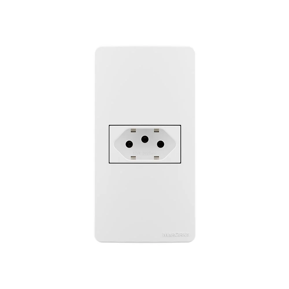 Placa Para Condulete Caixa 1 Com Tomada Margirius Sleek 2p+t 10a Branca Branco