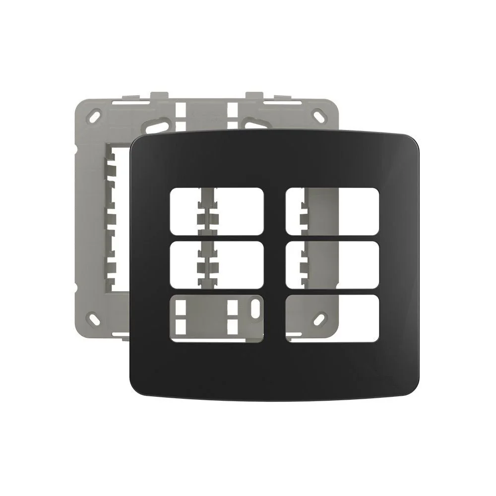 Conj Placa 4x4 6 Postos Horiz Pt C/ Suporte B3