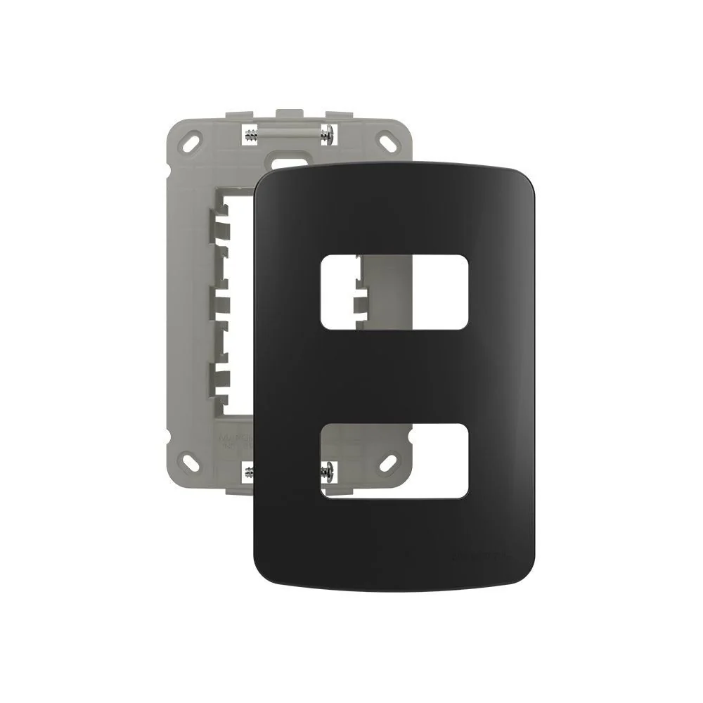 Conj Placa 4x2 2 Postos Horiz Pt C/ Suporte B3