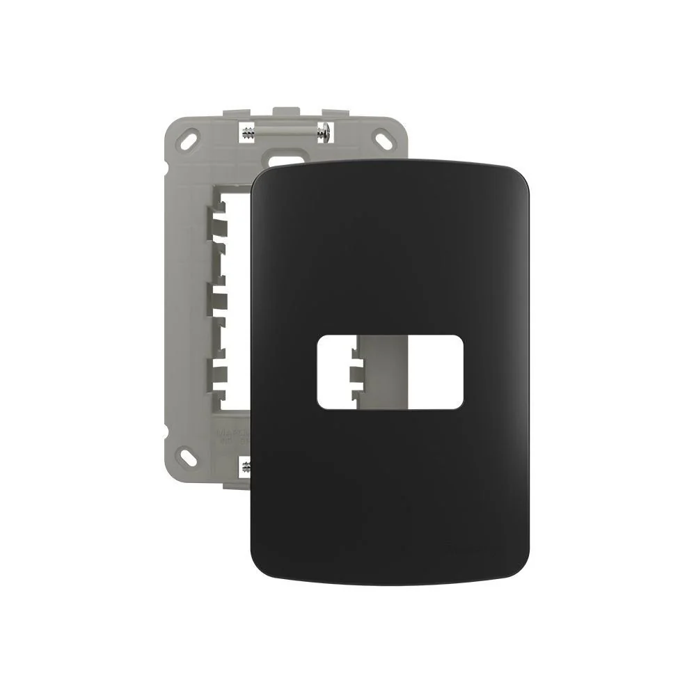 Conj Placa 4x2 1 Postos Horiz Pt C/ Suporte B3