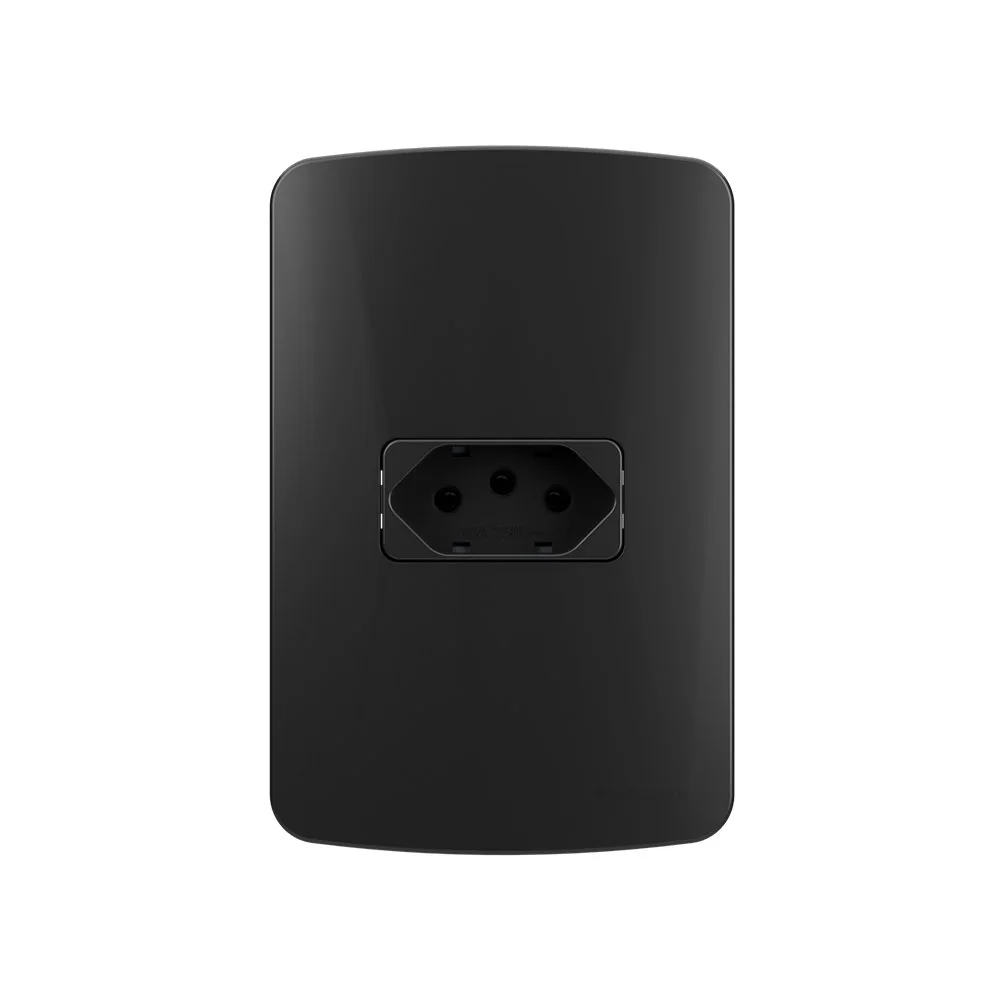Tomada Margirius B3 Colors 2p+t 10a Com Placa 4x2 Preto Ebony