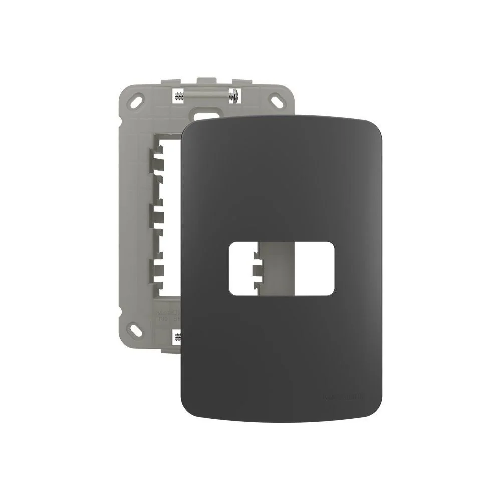 Placa Com Suporte Margirius B3 Colors 4x2 Para 1 Módulo Horizontal Grafite