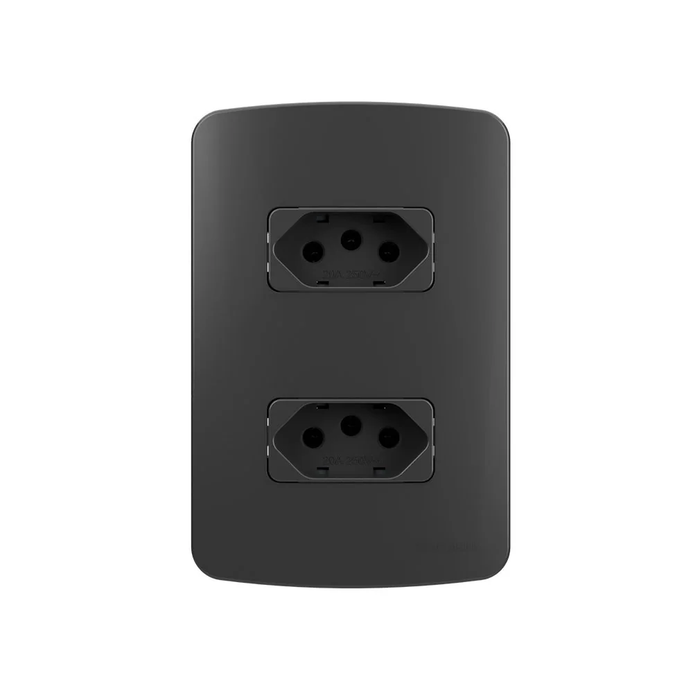 Tomada Dupla Margirius B3 Colors 2p+t 20a Com Placa 4x2 Grafite