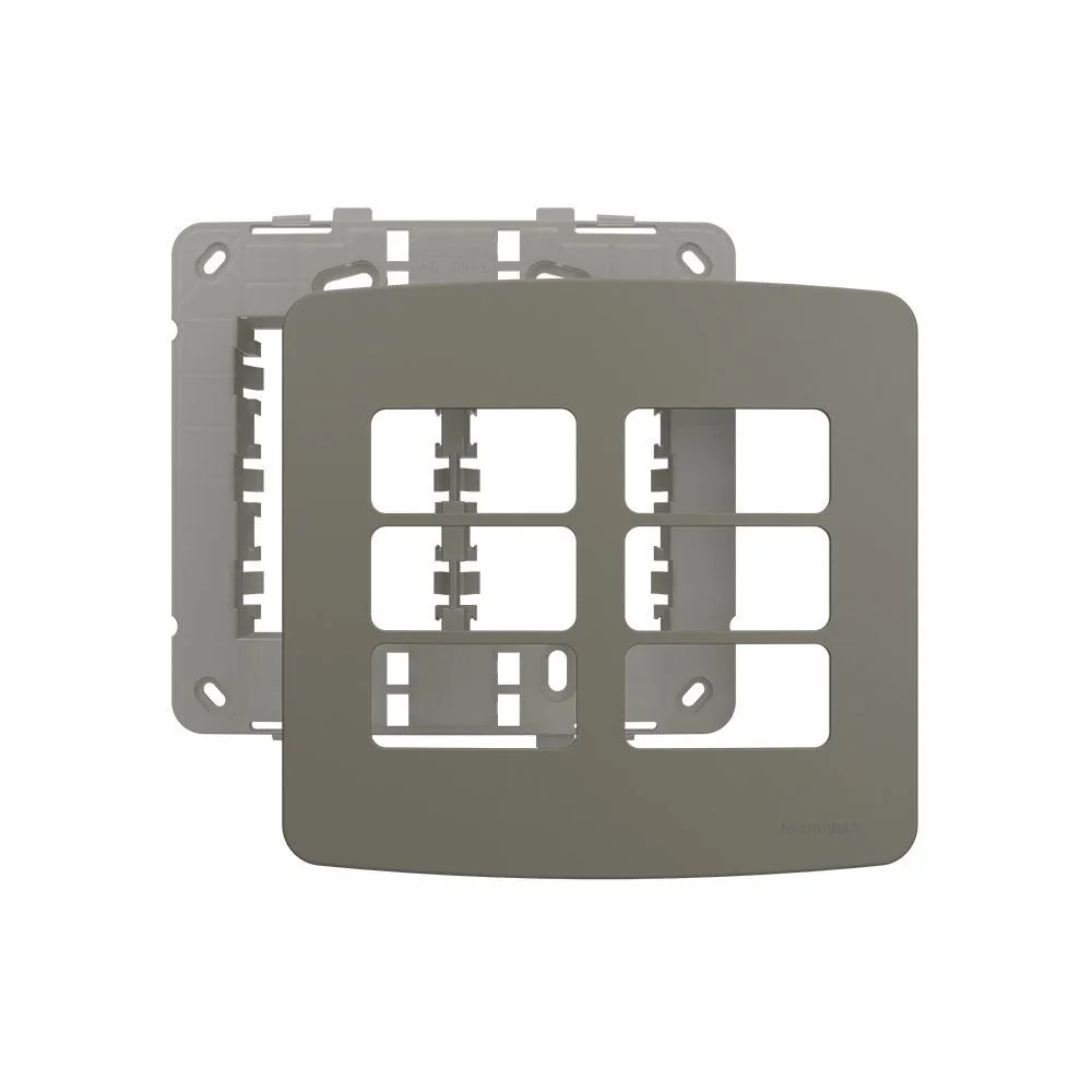 Placa Com Suporte Margirius B3 Colors 4x4 Para 6 Módulos Horizontais Argila