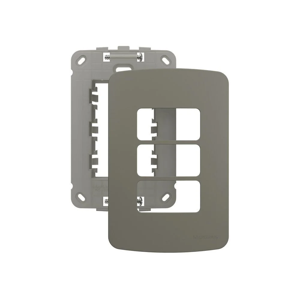 Placa Com Suporte Margirius B3 Colors 4x2 Para 3 Módulos Horizontais Argila