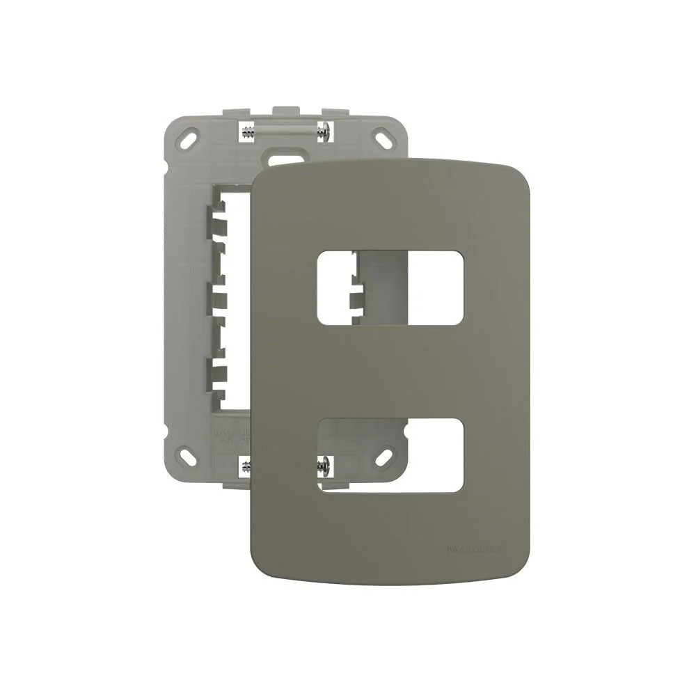 Placa Com Suporte Margirius B3 Colors 4x2 Para 2 Módulos Horizontais Argila