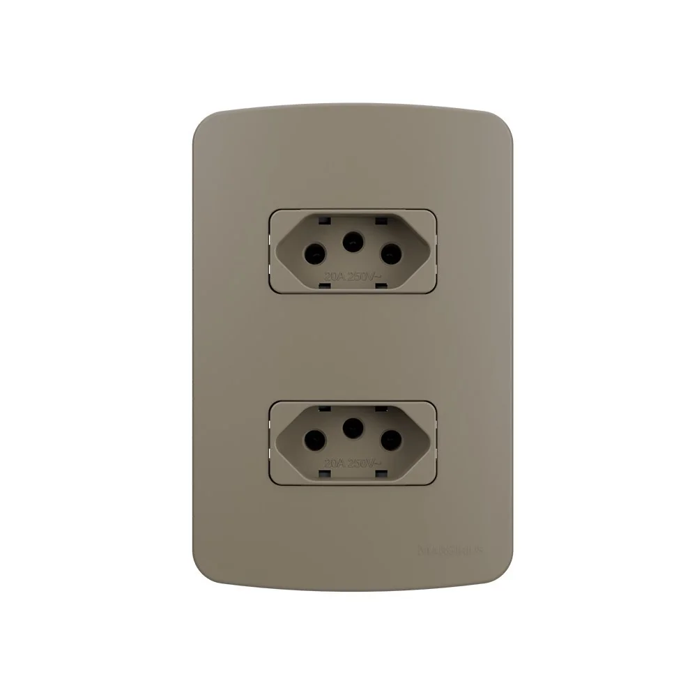 Tomada Dupla Margirius B3 Colors 2p+t 20a Com Placa 4x2 Argila