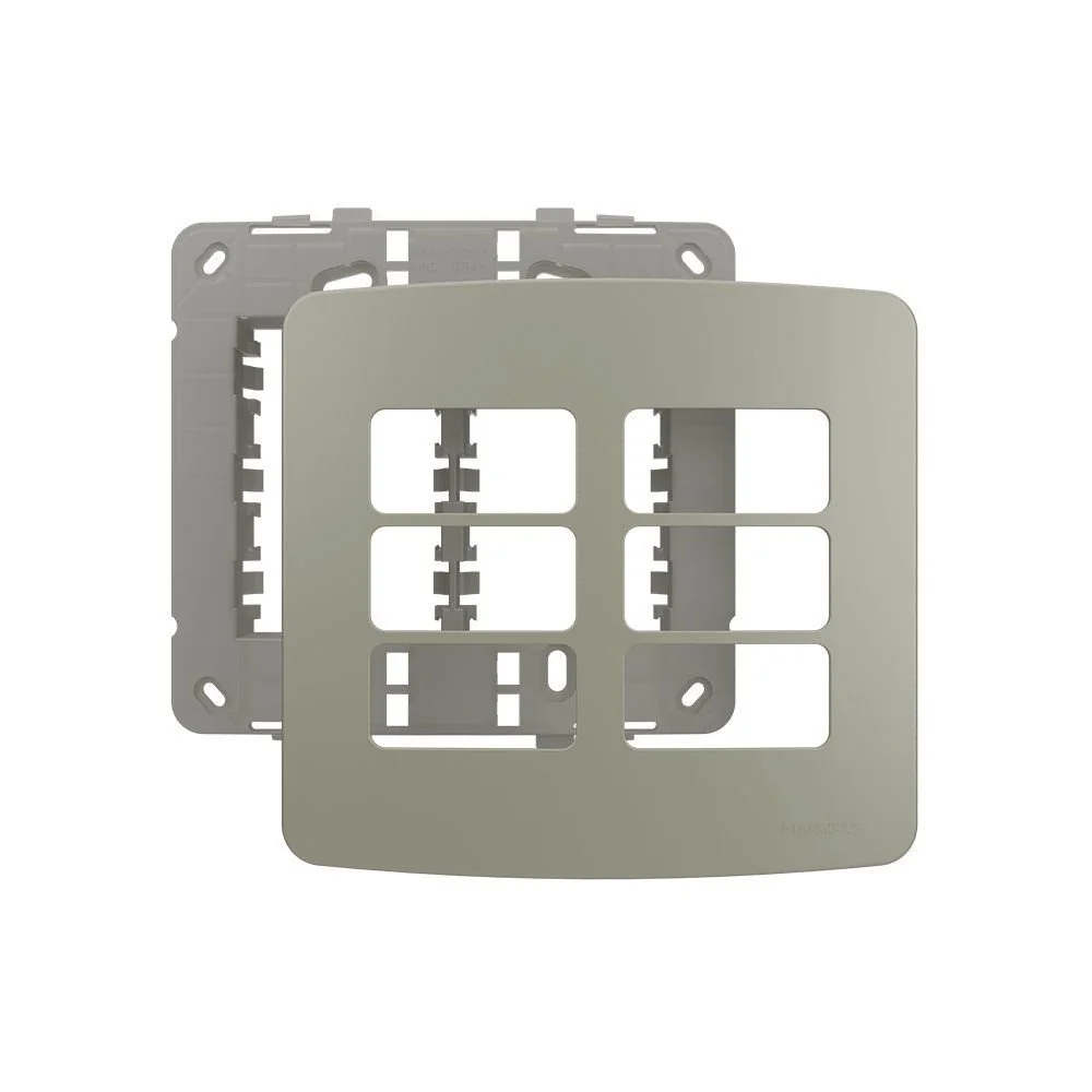 Placa Com Suporte Margirius B3 Colors 4x4 Para 6 Módulos Horizontais Pérola