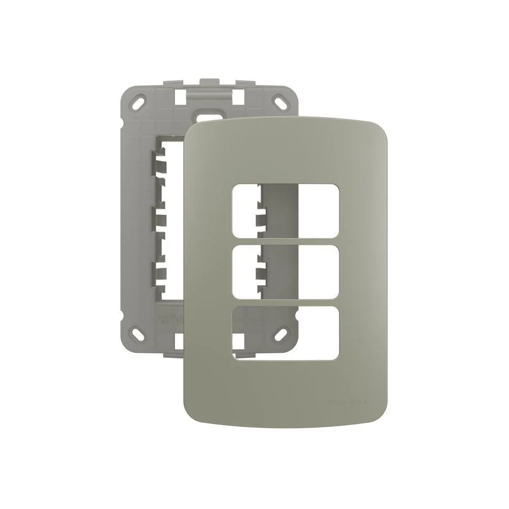 Placa Com Suporte Margirius B3 Colors 4x2 Para 3 Módulos Horizontais Pérola