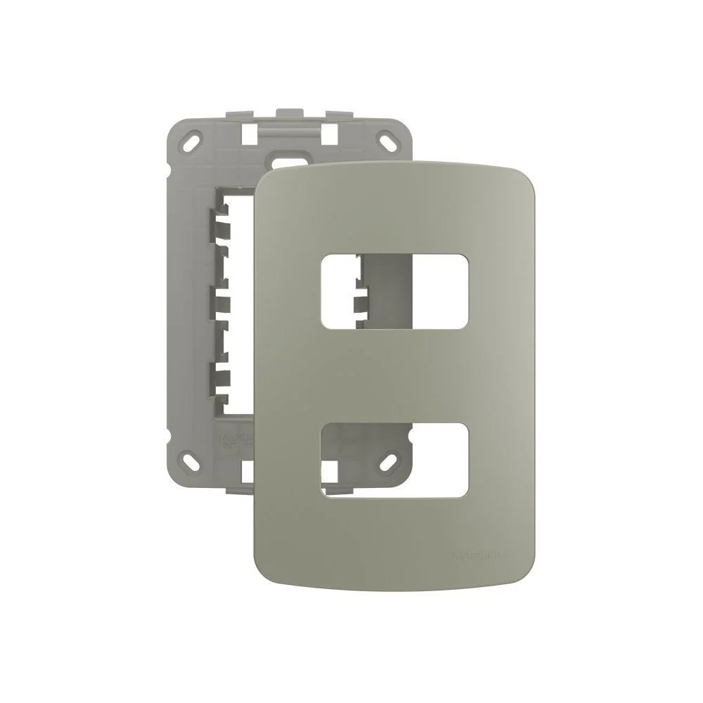 Placa Com Suporte Margirius B3 Colors 4x2 Para 2 Módulos Horizontais Pérola