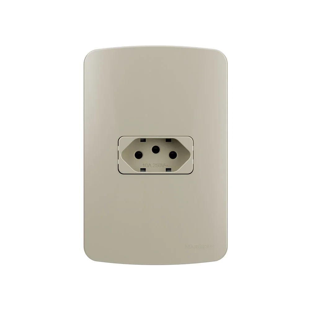 Tomada Margirius B3 Colors 2p+t 10a Com Placa 4x2 Pérola