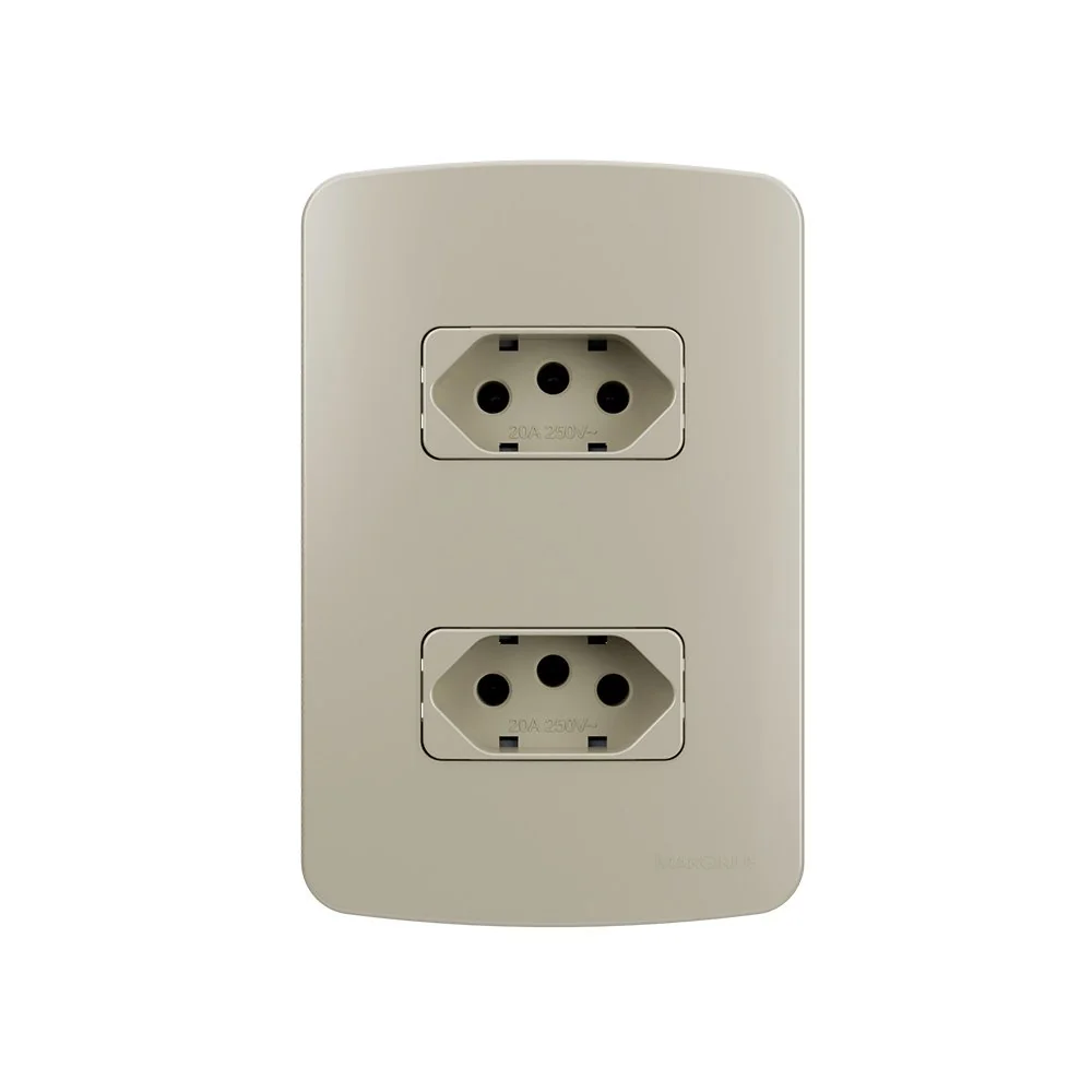 Tomada Dupla Margirius B3 Colors 2p+t 20a Com Placa 4x2 Pérola