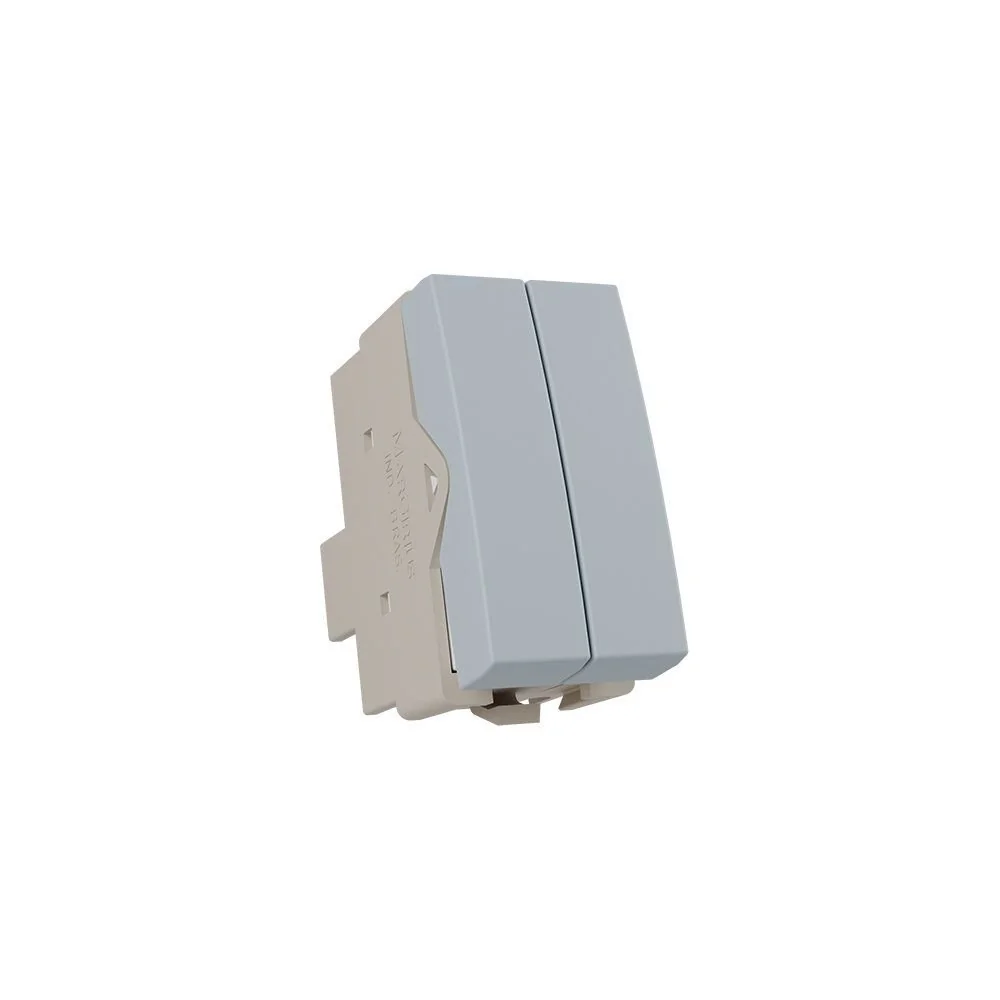 Módulo Interruptor Duplo Paralelo Margirius Sleek Colors 10a Cinza