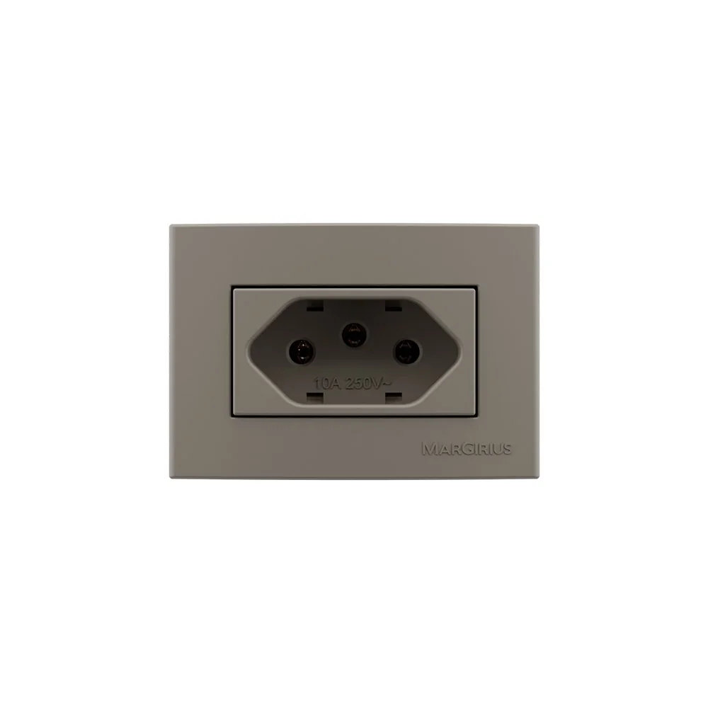 Placa Para Móveis 65x45 Com Tomada Margirius Sleek Colors 2p+t 10a Argila Argila