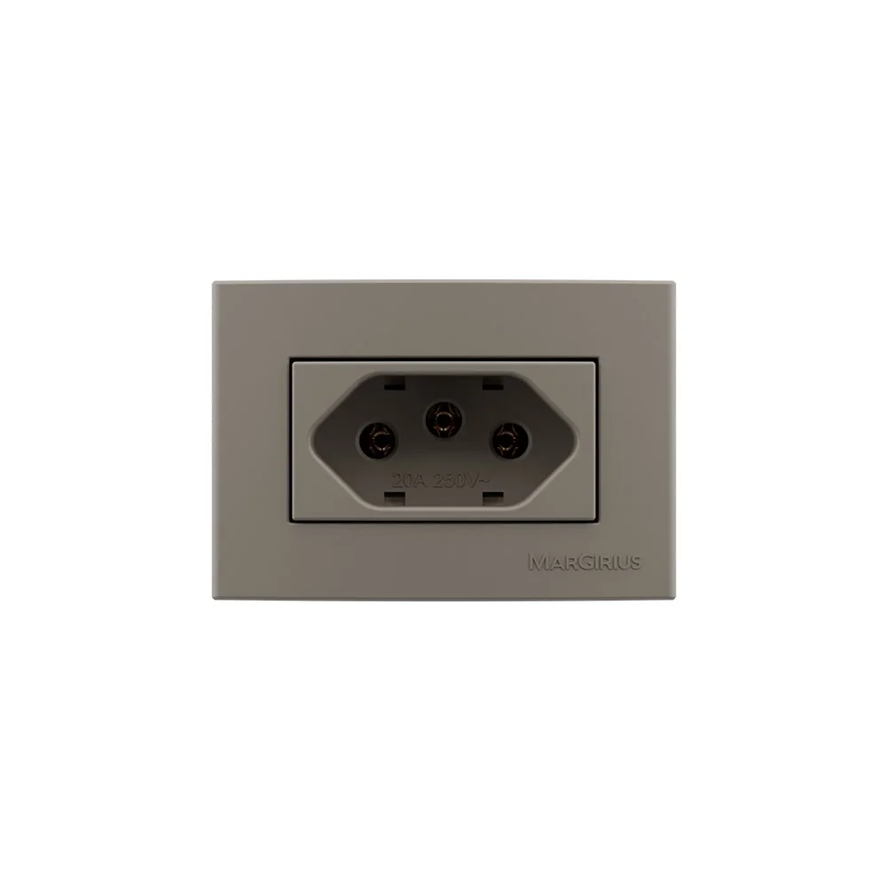 Placa Para Móveis 65x45 Com Tomada Margirius Sleek Colors 2p+t 20a Argila Argila